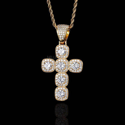 Men's Solitaire Crossed Moissanite Round Cut Necklace