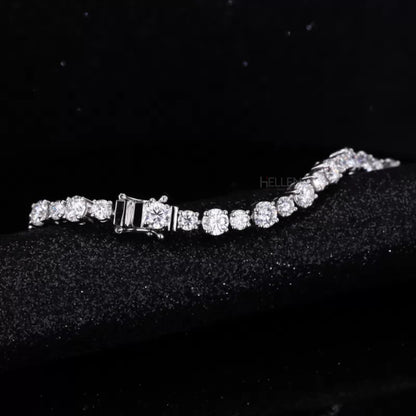 Alternating Round Cut Moissanite Tennis Bracelet