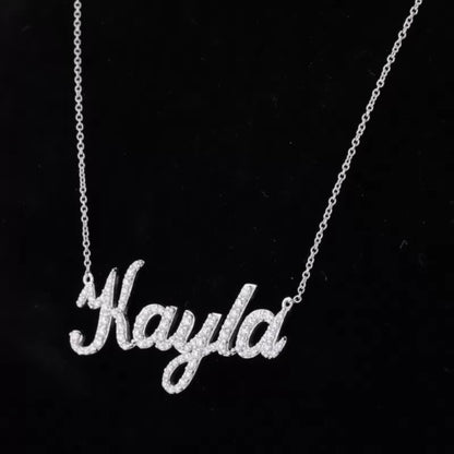 5 Word Calligraphy Name Moissanite Pendent- Add your name in Personalized