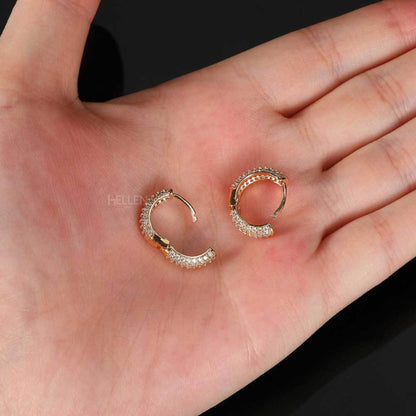 Iced Out Moissanite Studded Hoop Earrings