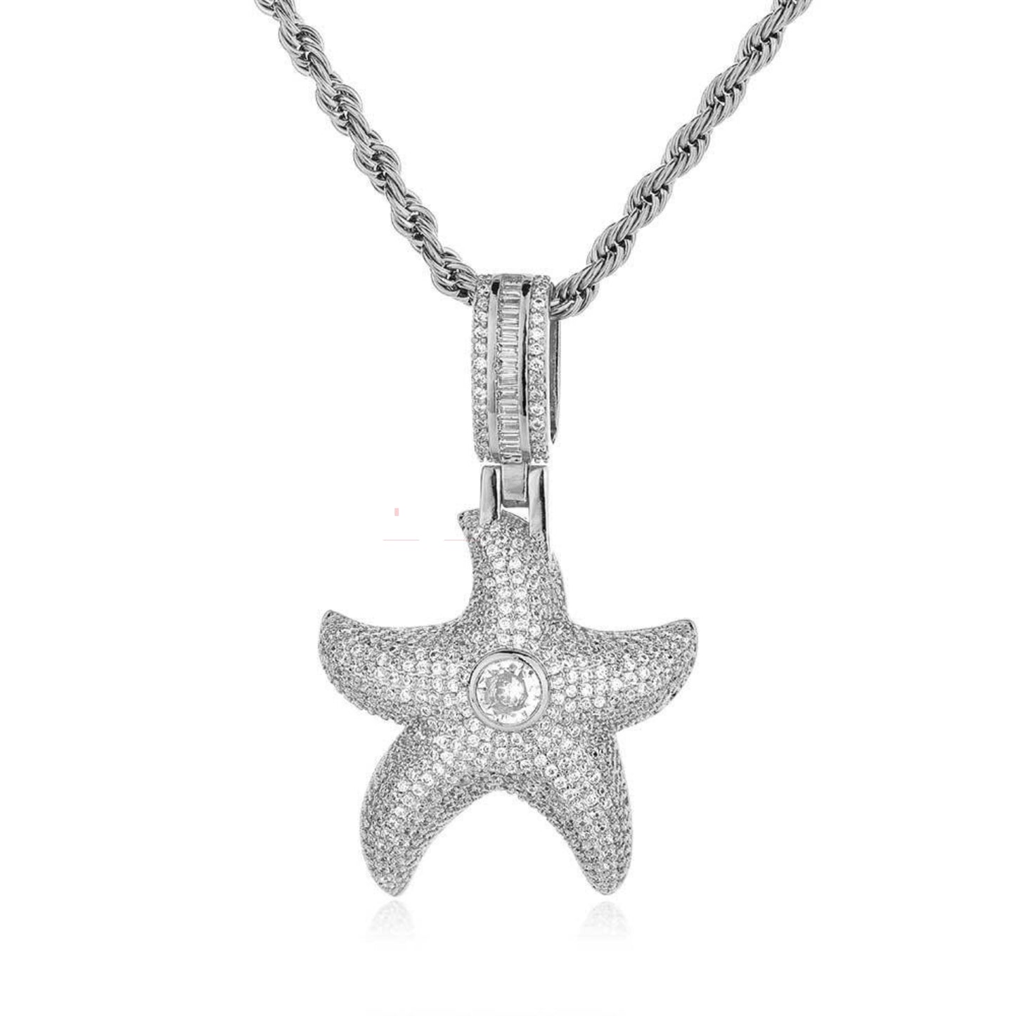 Star Fish Iced Streetwear Pendant With Moissanite