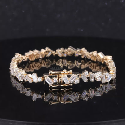 Exclusive Irregular Baguette & Round Cut Moissanite Tennis Bracelet