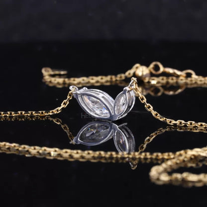 Forever Love 2 Stone Marquis Cut Moissanite Necklace
