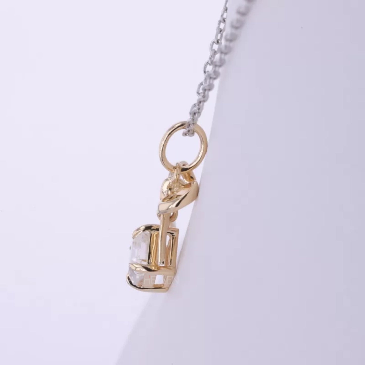 Christmas Bow Asscher Moissanite Solitaire Pendent Necklace