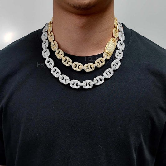 16MM Gucci-style hip-hop chain iced with round cut VVS moissanite – luxury men’s statement jewelry

