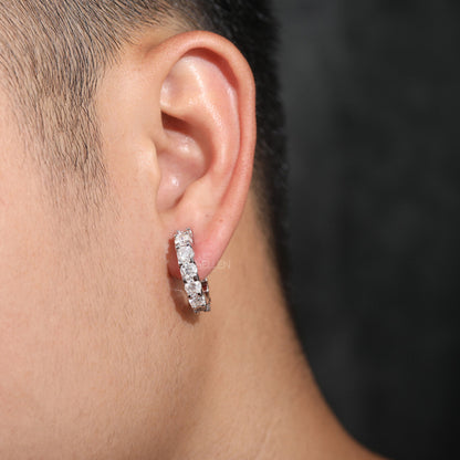Eternity Hoops Earrings With Round Cut Moissanite for Men's