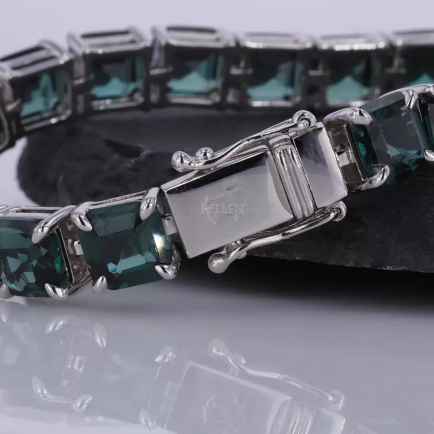Green Moissanite Asscher Cut Claw Prong Tennis Bracelet Unisex