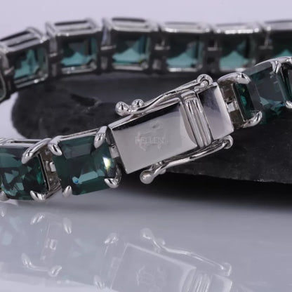 Green Moissanite Asscher Cut Claw Prong Tennis Bracelet Unisex