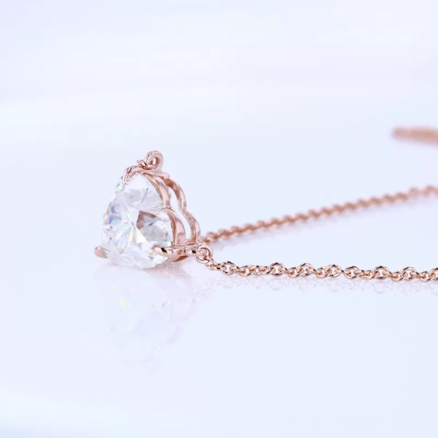 Heart Cut 3  Prong Dual Loop Solitaire Moissanite Necklace