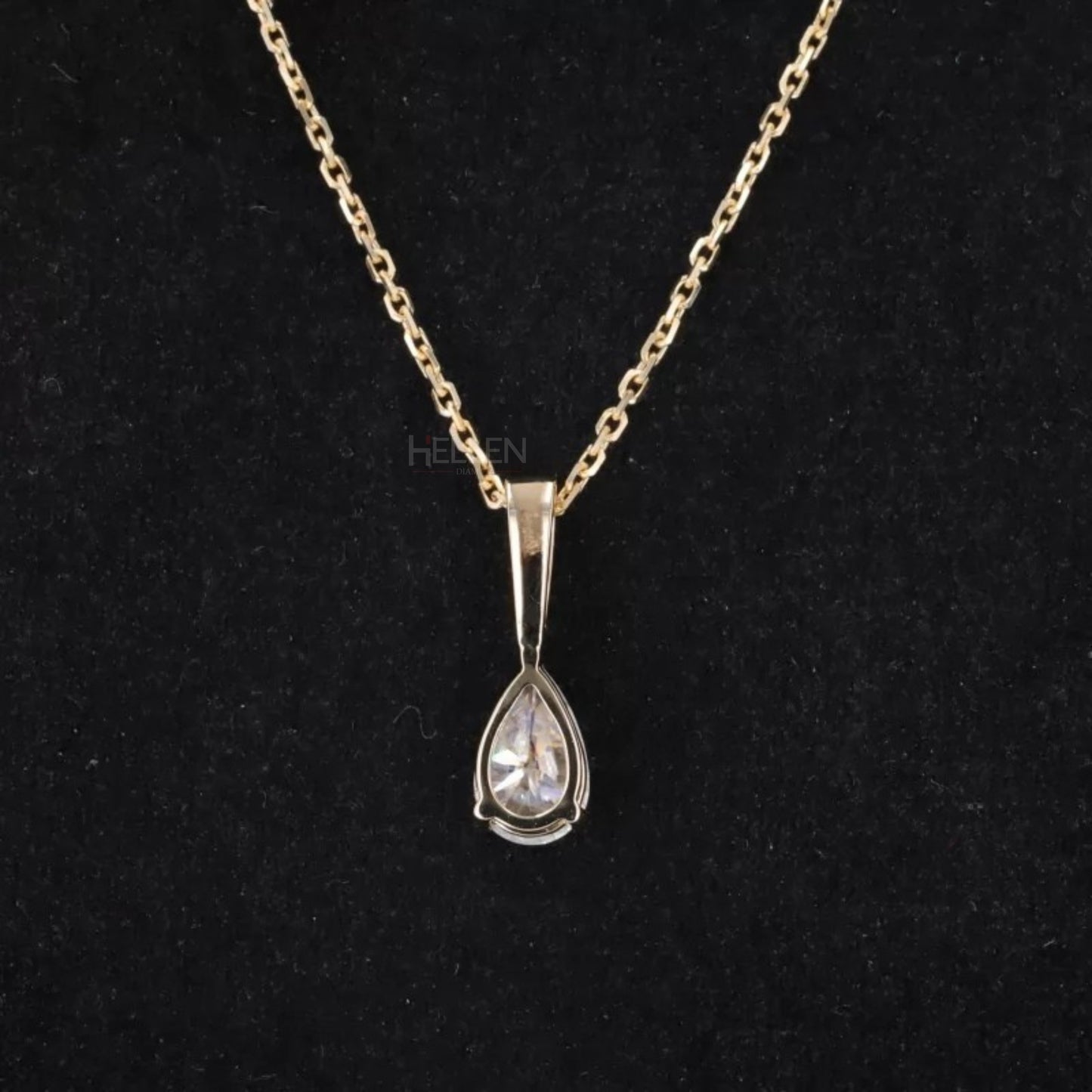Fancy Pear Cut Drop Solitaire & Round Moissanite Necklace