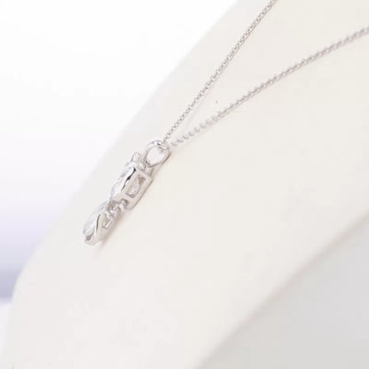 Pear And Oval Cut Moissanite Cat Look Animal Necklace