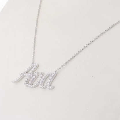 3-Word Calligraphy Name Moissanite Pendant - Personalized