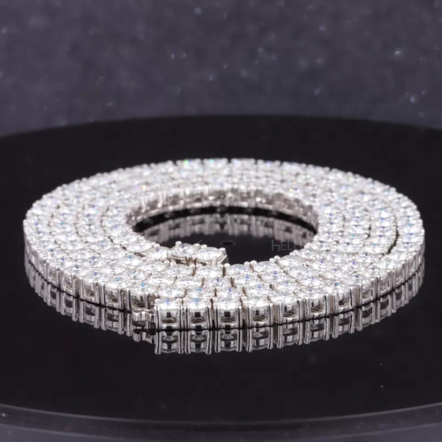 3 MM Round Cut Moissanite Tennis Chain Necklace