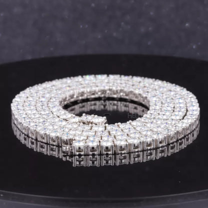 3 MM Round Cut Moissanite Tennis Chain Necklace