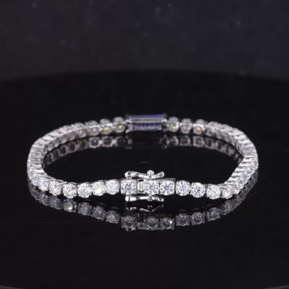Round Cut & Baguette Blue Sapphire Gemstone Tennis Bracelet