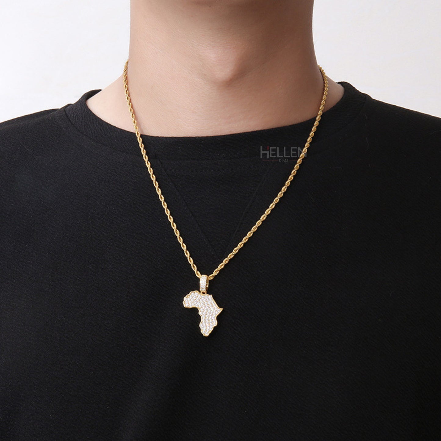 Iced Out Africa Map Pendant With Chain For Him
