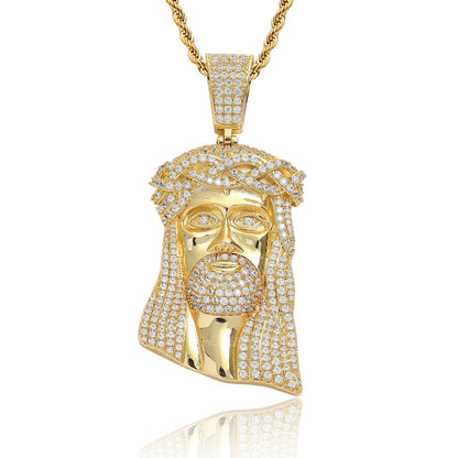 Bling Bling Jesus Pendant Iced Out Necklace With Moissanite