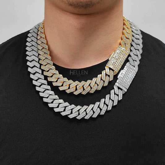 12MM Miami Cuban chain with baguette moissanite and large clasp – luxury hip-hop necklace for men

