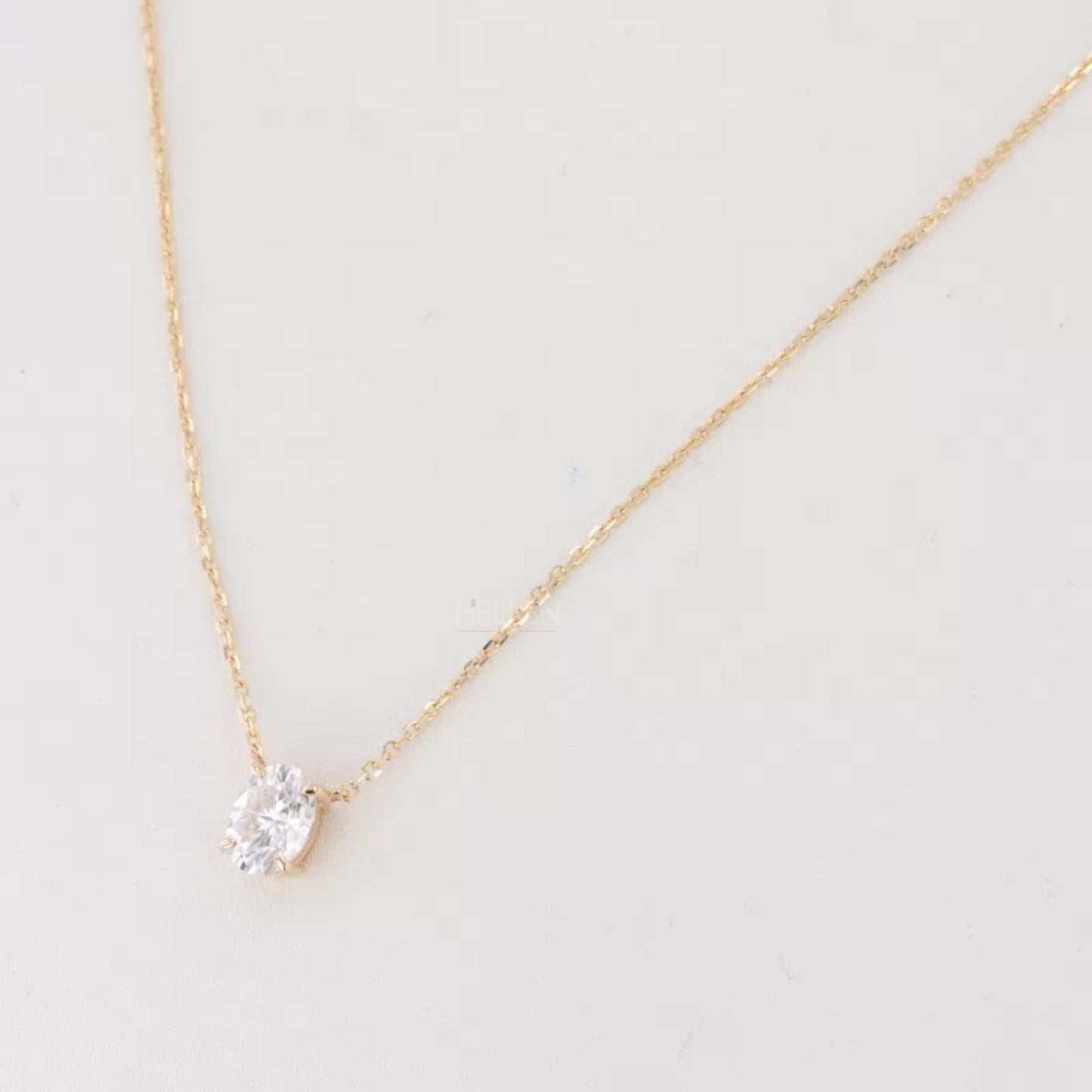 Oval Cut 4  Prong Dual Loop Solitaire Moissanite Necklace