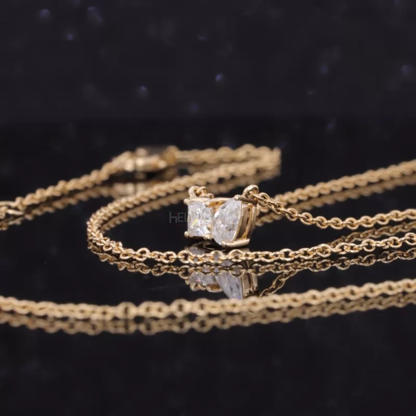 Toi Et Moi You & Me Princess & Pear Cut Moissanite Necklace