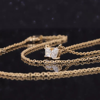 Toi Et Moi You & Me Princess & Pear Cut Moissanite Necklace