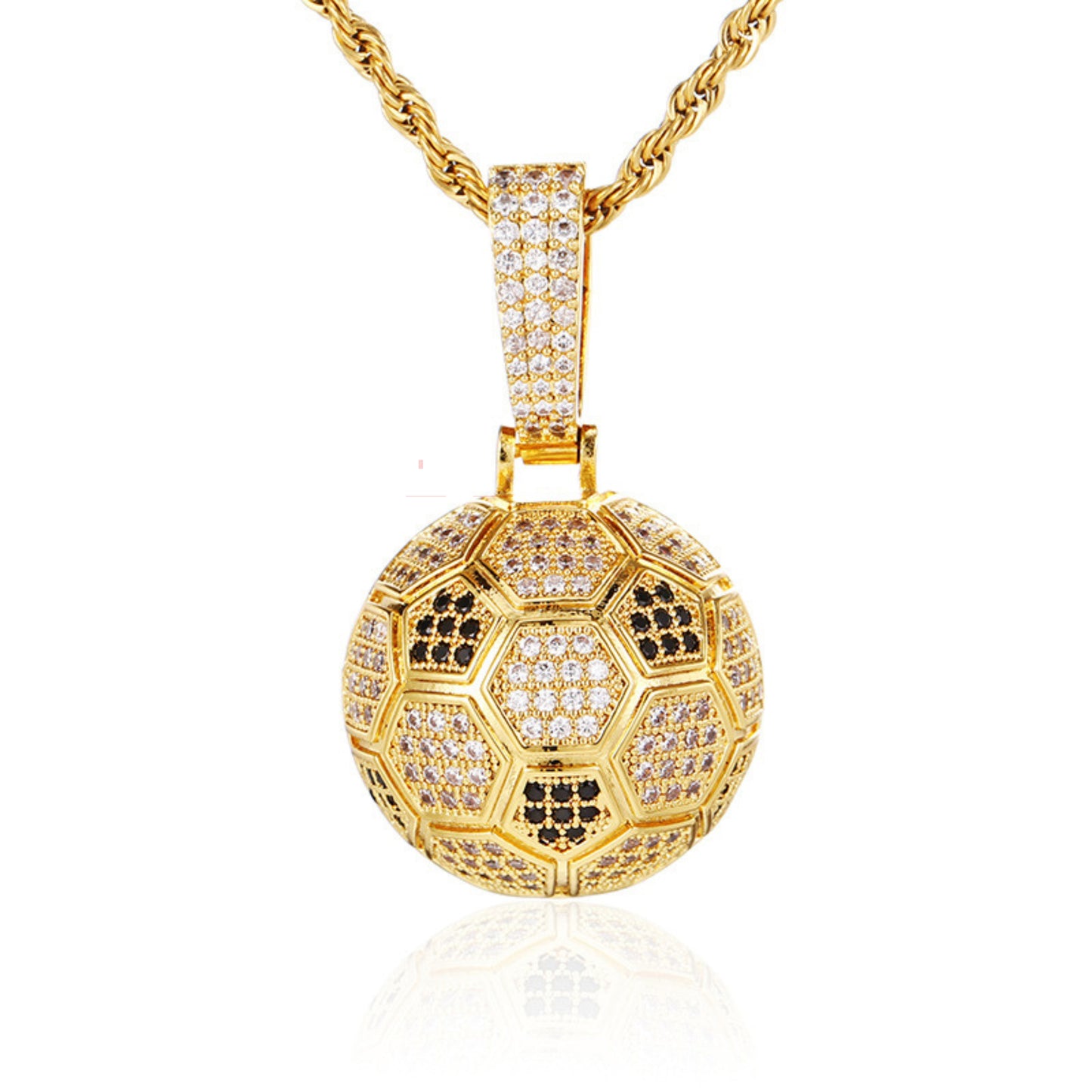 Iced Out Football/soccer Charm Pendant With Chain For Him