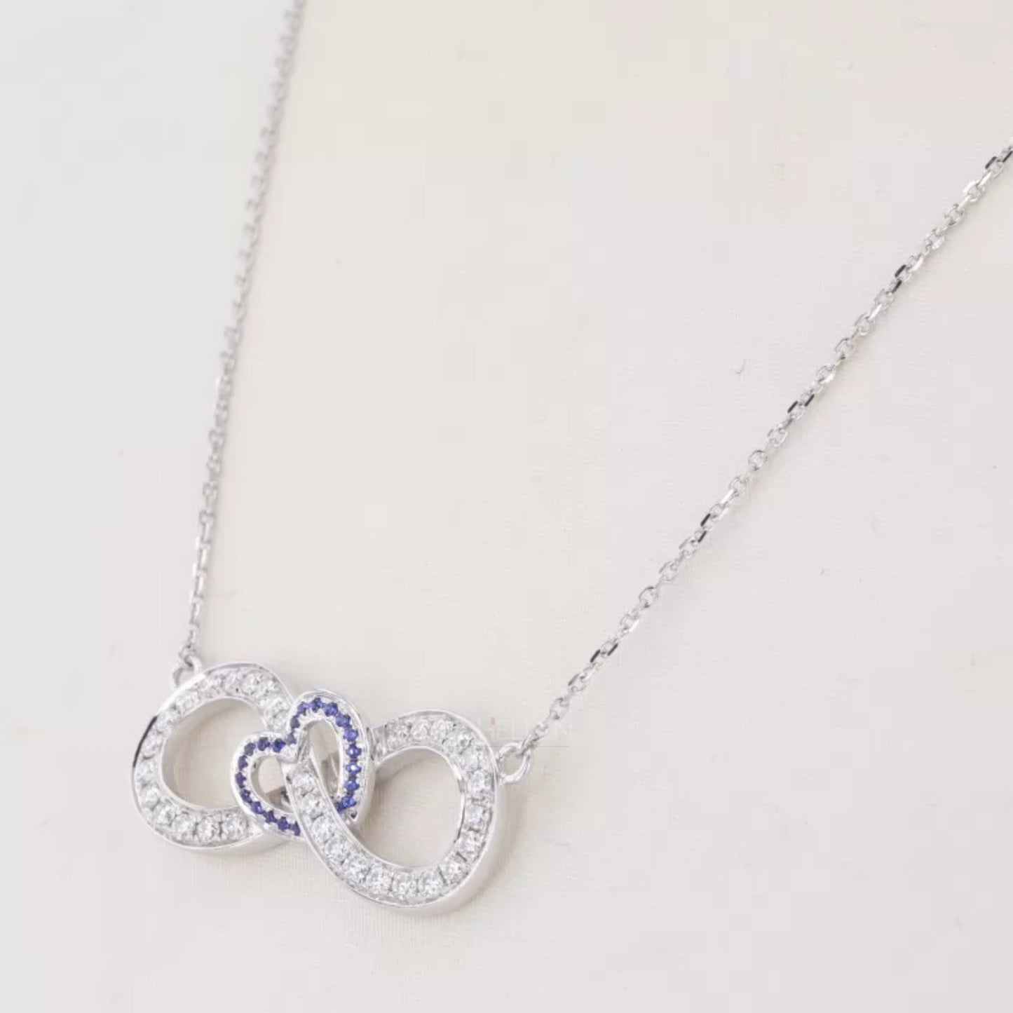 Infinity & Heart Moissanite & Blue Gemstone Necklace for Everyday