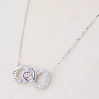 Infinity & Heart Moissanite & Blue Gemstone Necklace for Everyday