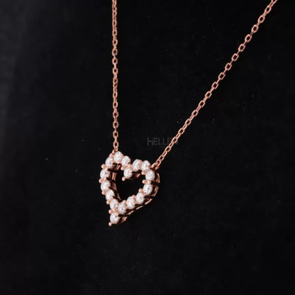 Heart Shaped Dual Loop With Round Cut Moissanite Necklace