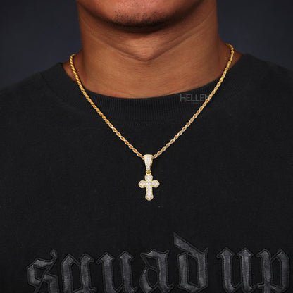 Round And Princess Moissanite Studded Cross Hip-Hop Pendant