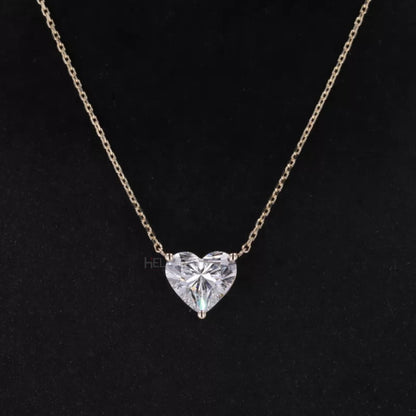 Heart cut moissanite solitaire necklace – romantic Ever Love pendant for gifting or daily wear

