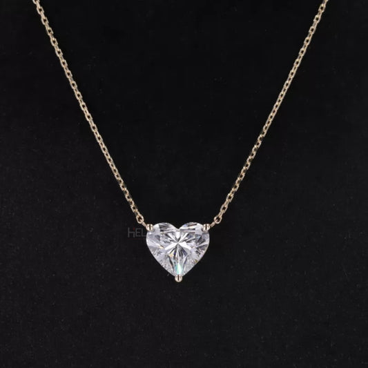 Heart cut moissanite solitaire necklace – romantic Ever Love pendant for gifting or daily wear

