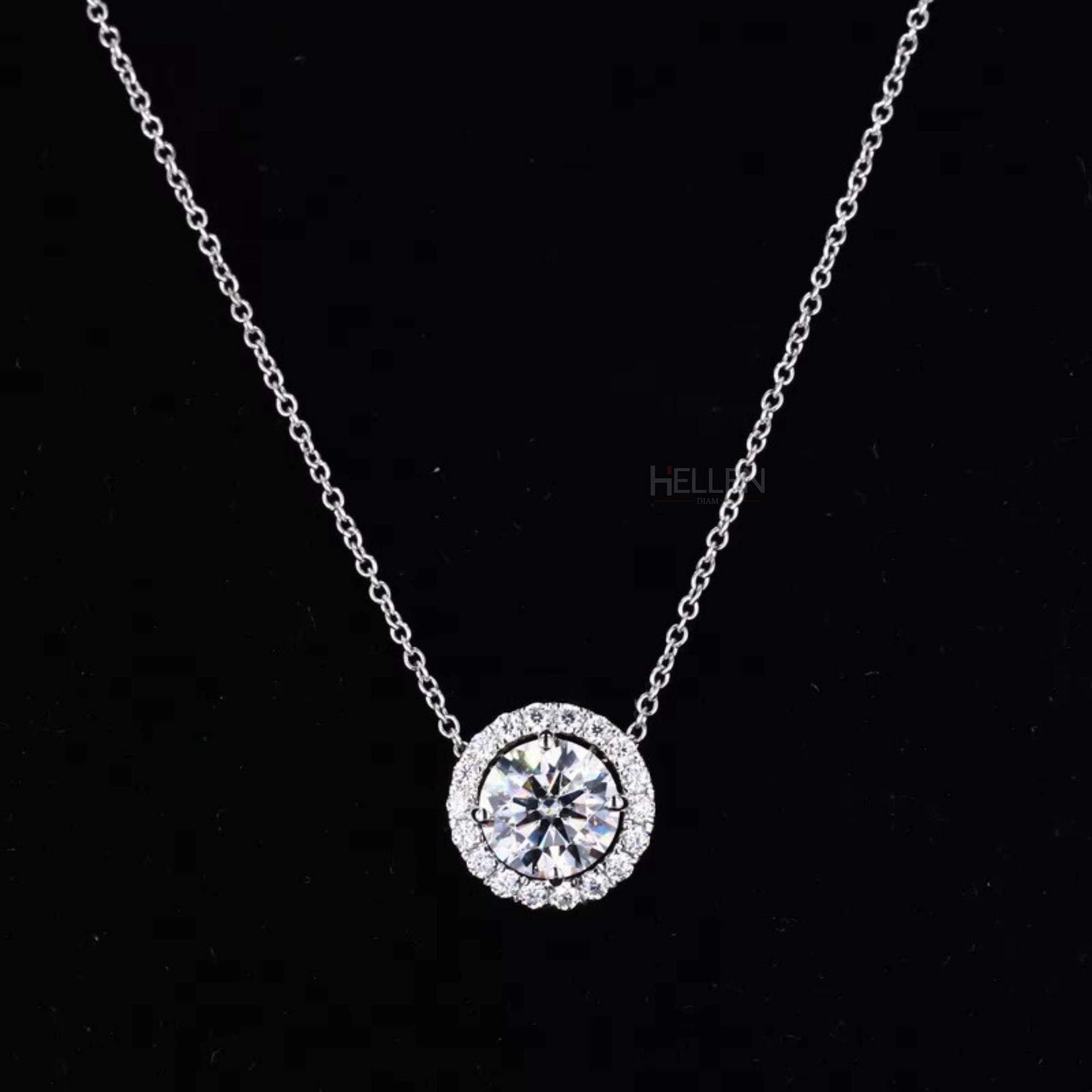 Halo style round cut moissanite necklace – classic sparkle designed for everyday elegance

