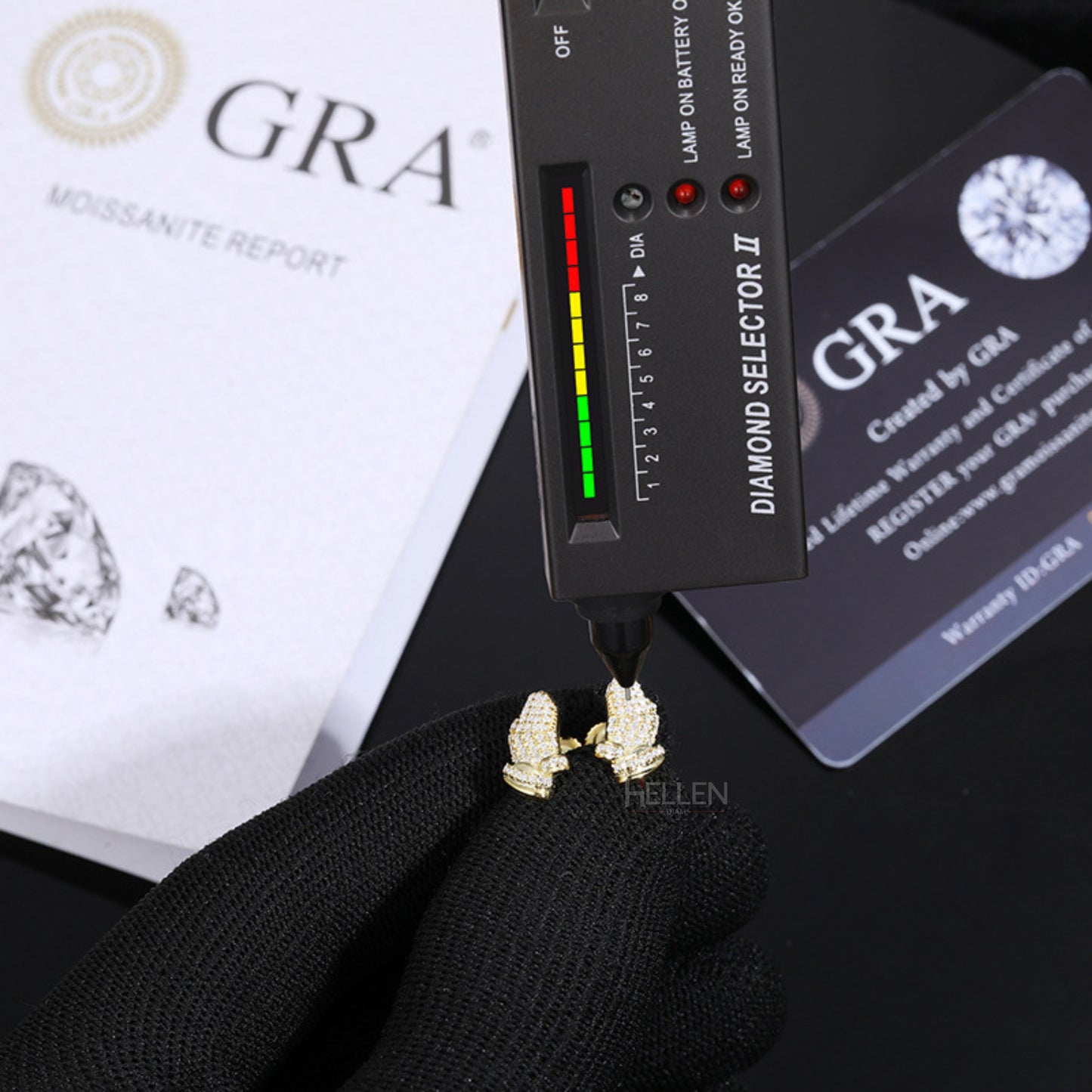Iced Out Pray full Hands Earrings Studs - Hip Hop Jewelry