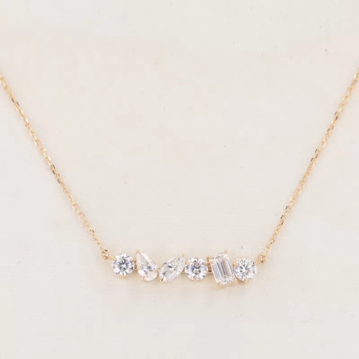 Trendy All Shaped Moissanite Single Line Necklace