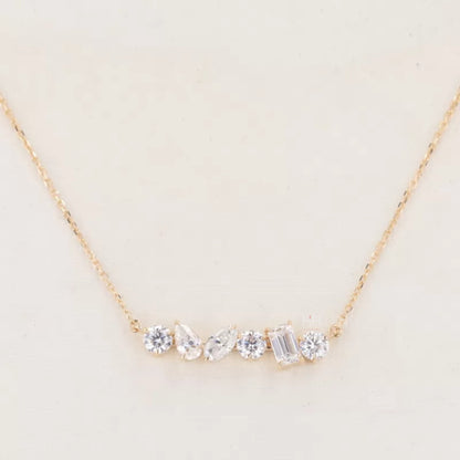 Trendy All Shaped Moissanite Single Line Necklace