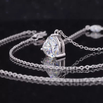 Heart Cut Solitaire And Marquis Cut Moissanite On Chain Necklace