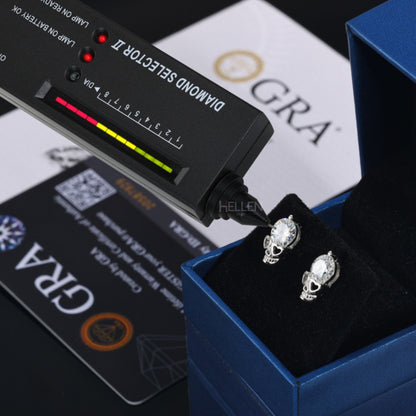 Skull Head Men's Studs With Solitaire Moissanite