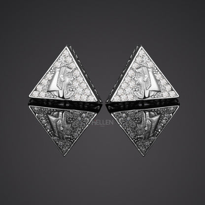 Mini triangle pyramid studs with moissanite – geometric hip-hop accessory for clean modern look

