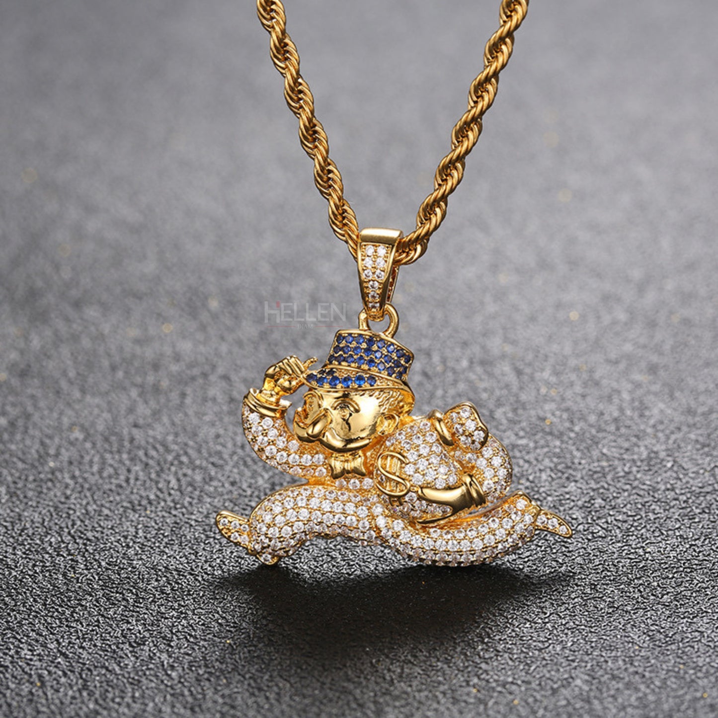 Monopoly Character Running Moissanite Pendent
