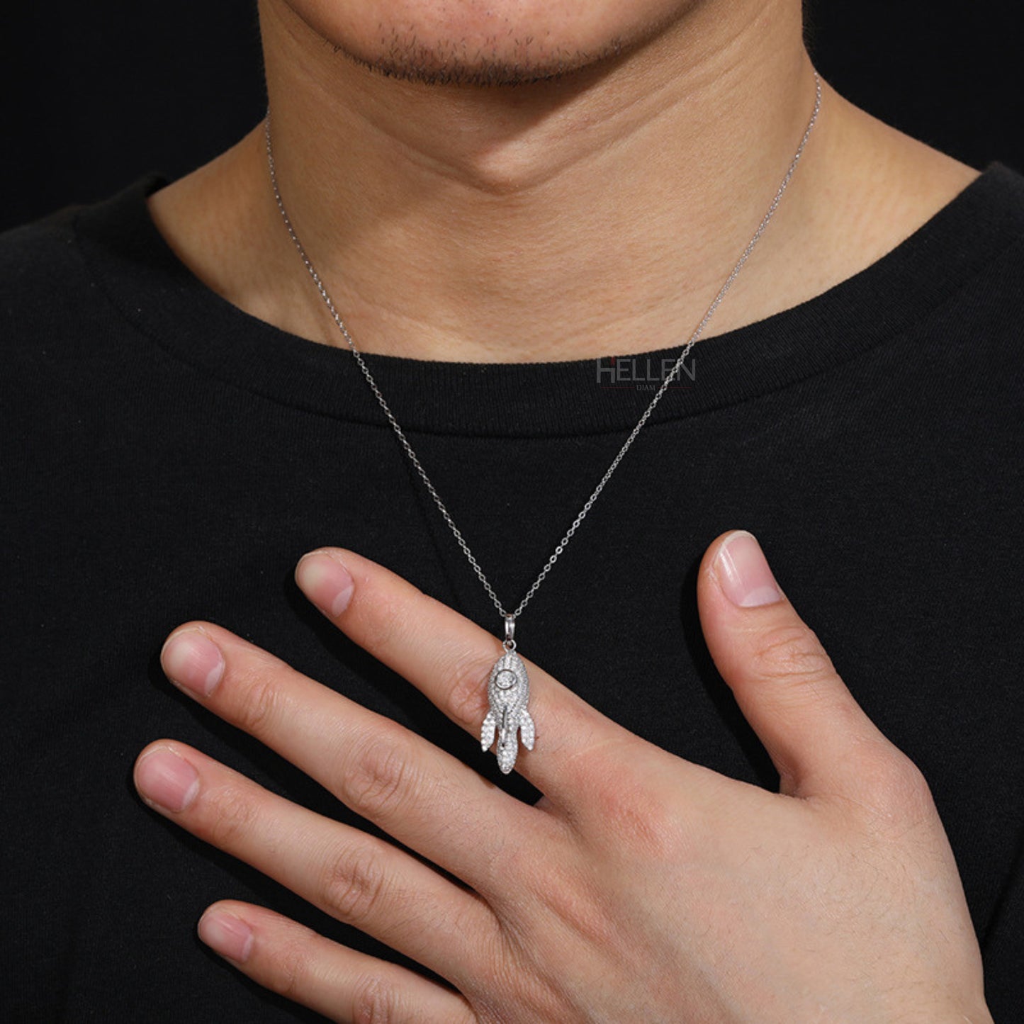 Space Shuttle Diamond Studded Men's Hip-Hop Pendant