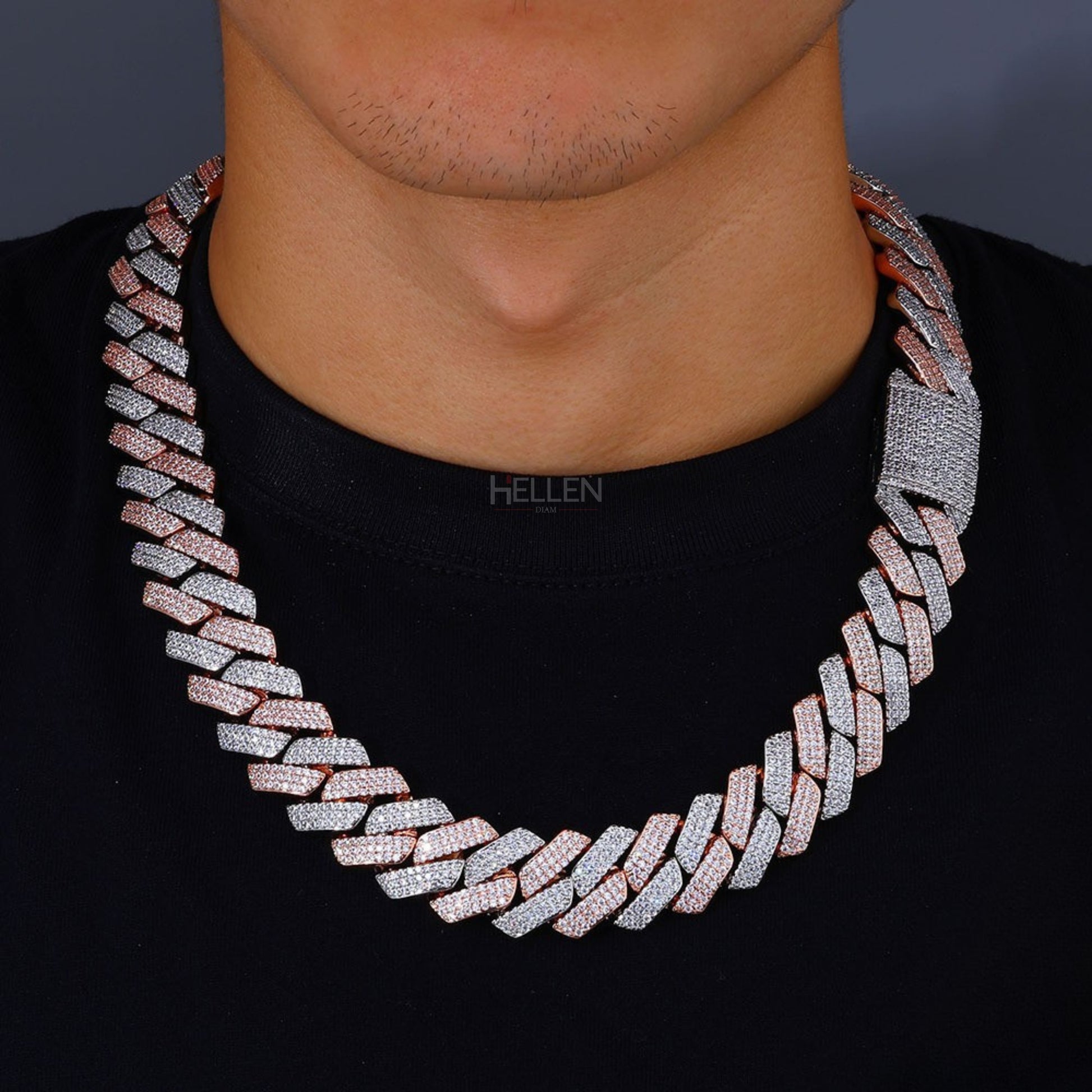 16MM dual-tone iced Cuban chain with VVS moissanite – ultimate street-style bling for men

