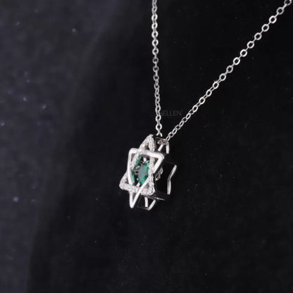 Star Shaped Green Emerald & Moissanite Gemstone Necklace