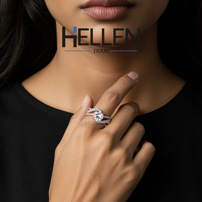 Round Cut Moissanite Solitaire Ring with Diamonds on Split Shank