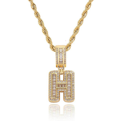 Alphabet Initial Pendant With Round And Baguette Moissanite