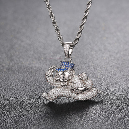 Monopoly Character Running Moissanite Pendent