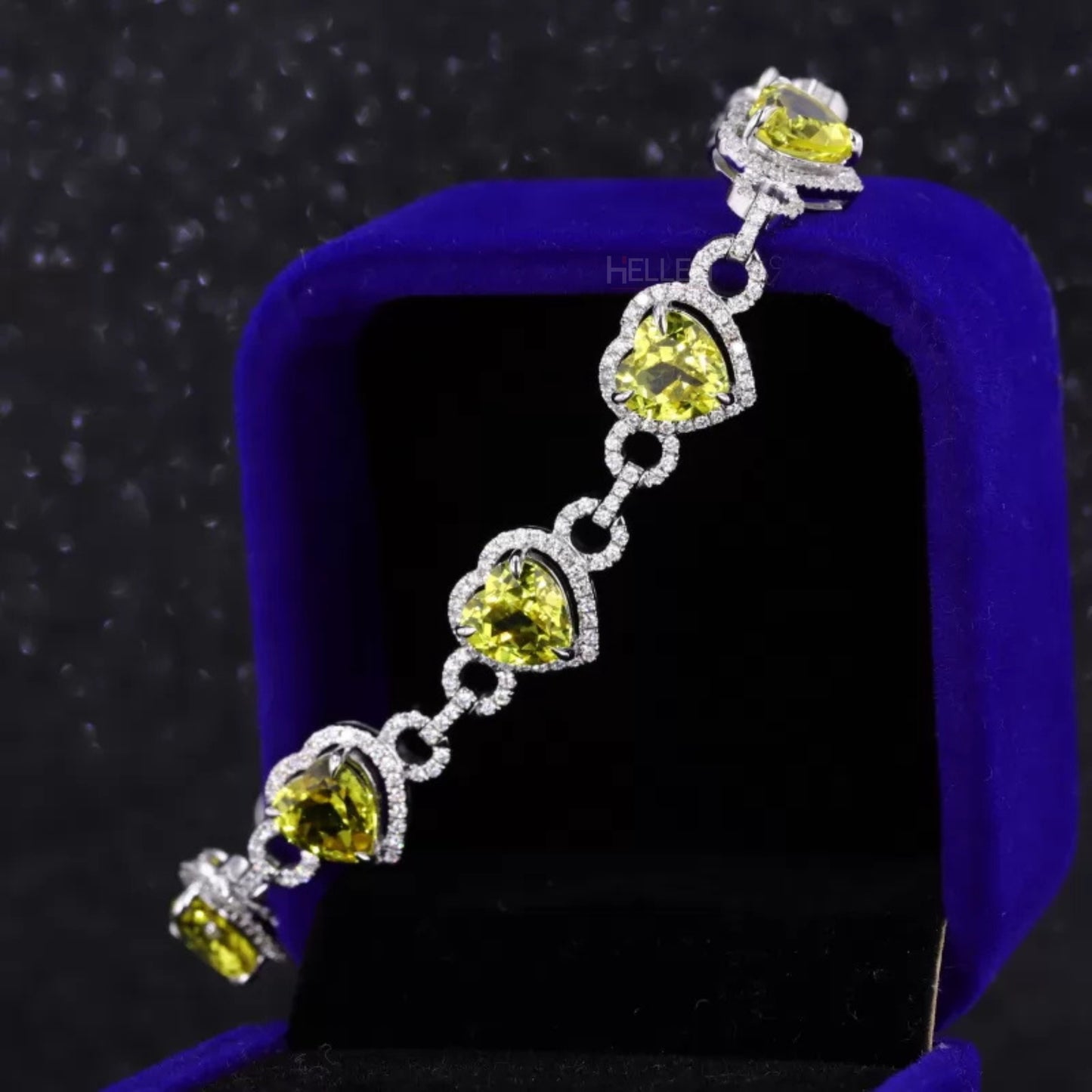 Heart Cut Yellow Gemstone Linking Bracelet with Moissanite