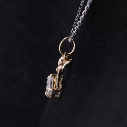 Christmas Bow Asscher Moissanite Solitaire Pendent Necklace