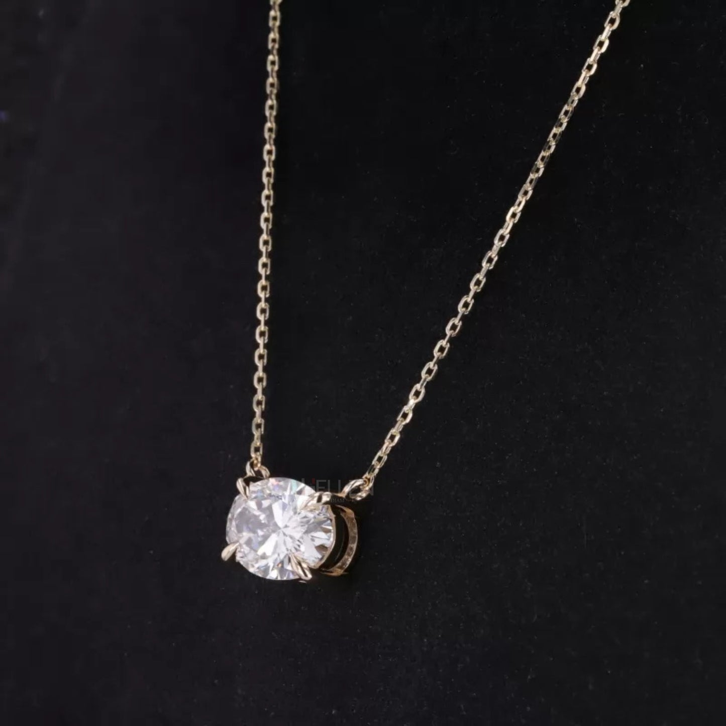 East To West Oval Cut Moissanite Solitaire Necklace