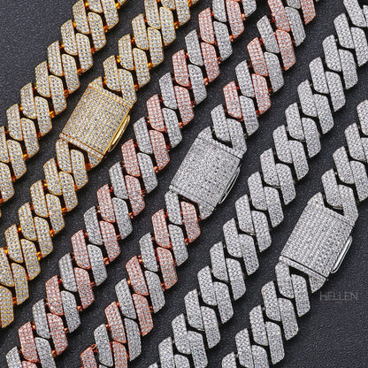 Dual Tone Iced Out Hip Hop 16MM Cuban Chain With VVS Moissanite